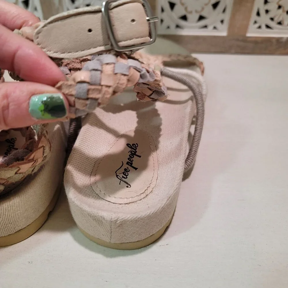 Free People Womens Sz 6.5 Denali Woven Footbed Sandals Neutral Earthy Shoes Boho - Picture 13 of 13